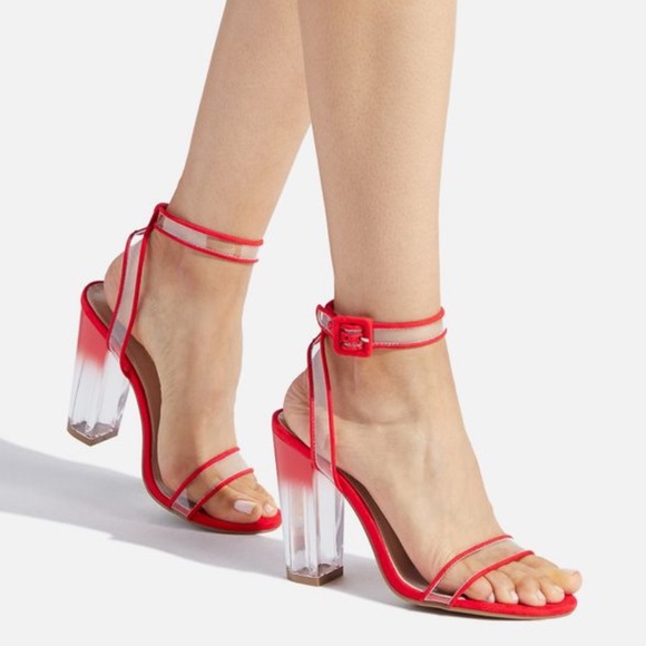 Red & Transparent Ombré Block Heel - Picture 1 of 6